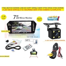 7 Inç Dikiz Ayna Ekran + 4 Led Geri Vites Kamera