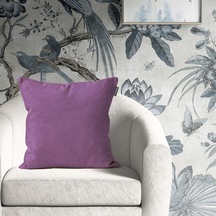 Tekli Kadife Dokulu Kırlent Kılıfı Mor-2532 Mor