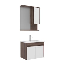 Orka Serra 65 Cm Navaro/beyaz Banyo Dolabı Takımı Navaro/beyaz