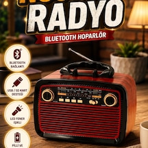 Nostalji Radyo Bluetooth Hoparlör Usb Sd Kart Girişli Led Fener Işıklı Taşınabilir Bataryalı Hoparlö