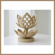 Bezos 3d Baskı Lotus Çiçeği Mumluk - Dekoratif Tealight Mumluk-bej 22