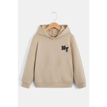 Uyguntarz Ny Baskılı Erkek - Kız Çocuk Rahat Kalıp Sweatshirt Bej