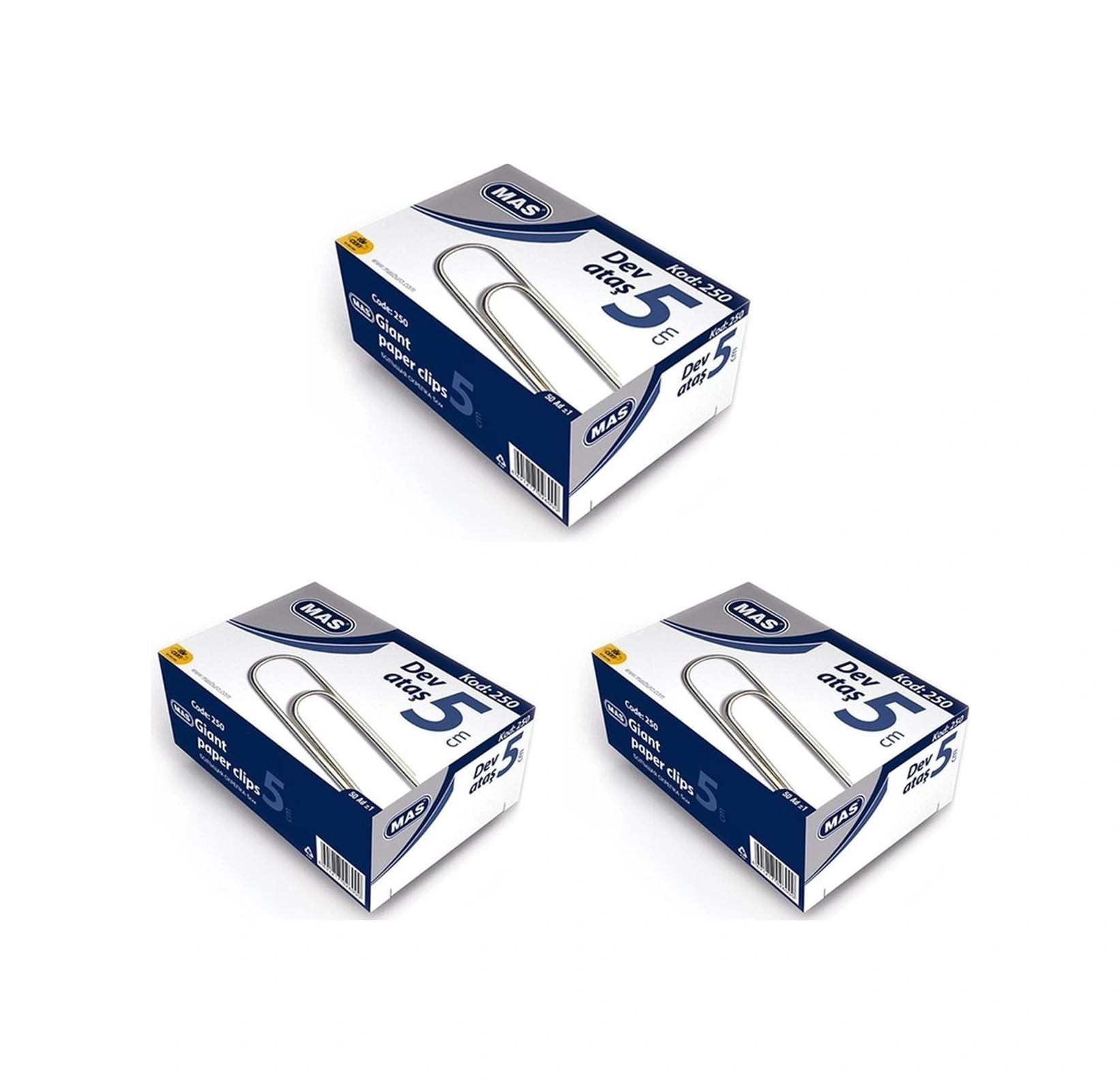 250 Dev Ataş No 5 Cm Nikel Kaplı 50 Adet 3'lü Paket