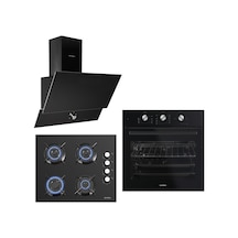 Kumtel B66-S2 MT - KO-40 TAHDF - DA6-830 Siyah Cam Ankastre Set