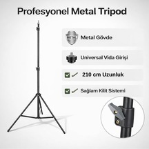 Tr 210 Cm Metal Tripod Standı Ayarlanabilir Profesyonel Işık Standı, Telefon Kamera Ve Ring Light Uyumlu, Univer