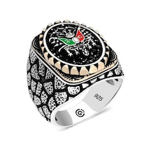 Gümüş Osmanlı Arması Oval Erkek Yüzük T6559 Gümüş