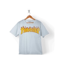Trasher Logo Flame Blaze Skateboard Hıp Hop Çocuk Tişört 001