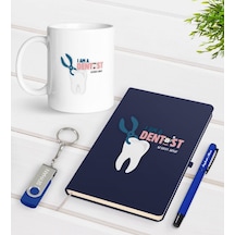 Kişiye Özel Diş Hekimi Temalı Lacivert Defter Kalem Kupa 32Gb Usb N11.157