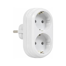2'li Golyat Fiş, İkili Topraklı Duvar Tipi Priz Çoklayıcı Fiş, 16a 250 Volt, Max 3600 Watt Beyaz