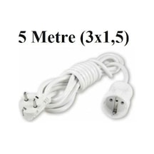 Topraklı Uzatma Seyyar Kablosu 5 Metre Tekli Priz 3x1,5 Mm Seyyar Uzatma Kablosu 5 M
