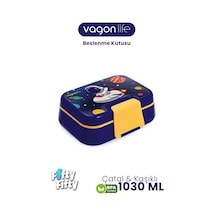 Vagonlife 1030 Ml Tek Kat 4 Bölme Çocuk Beslenme Kutusu Çatal / Kaşık -ffb1262 Mavi