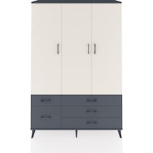 Hyperion Dolap 5 Raflı 5 Çekmeceli Tek Askılı 132x44x195 Antrasit-aytaşı/antrasit Aytası/antrasıt