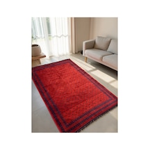 Afgan Desenli Makine Dokuma Kilim Etnik Otantik Anadolu Saçaklı Salon & Oturma Antre Koridor Ince Bordo-lacivert 868077067 Bordo-lacivert
