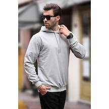 Madmext Gri Kapüşonlu Erkek Sweatshirt 7069 Gri