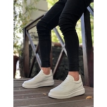 Ba0238 Boa Yüksek Taban Beyaz Bağcıklı Erkek Ayakkabı