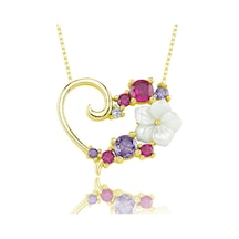 Aşk Senfonisi Manolya Çiçeği Gold Renk Flowers Gümüş Kolye