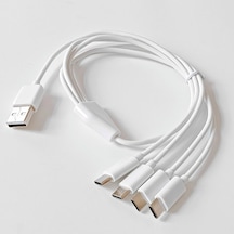 4 İn 1 Usb Tip-c Şarj Kablosu Çoklayıcı, Beyaz, 1 Metre, Çoklu Cihaz Şarj Kablosu Diğer