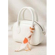Names Bag Mini Baget Fular Detaylı El Çantası Omuz Çantası Ve Çapraz Çanta Beyaz