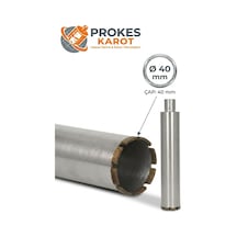Prokes Elmas Soketli Karot Borusu 40 Mm X 450 Mm Beton Delme Panç