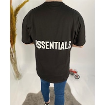 Flood Of Style Erkek Siyah Essentials Baskılı Oversize Bisiklet Yaka T-shirt