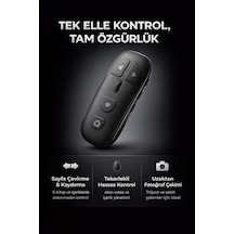 Bluetooth Sayfa Çevirme Kumandası Tekerlekli Uzaktan Kontrol Cihazı Telefon Tablet Uyumlu Video Kaydırma E-kitap Okuma Selfie Çekim Medya Kontrol Aleti Kr-06 Gri