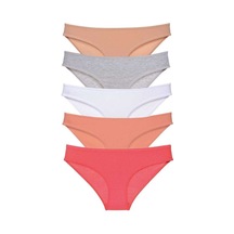 5 Adet Süper Eko Set Likralı Kadın Slip Külot Ten Gri Beyaz Pudra Fuşya Standart