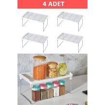 4 Adet Raf Düzenleyici Dolap İçi Organizer Beyaz