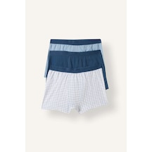 Defacto Ribana Kareli Ve Düz 3lü Boxer Erkek Çocuk G8557a826aube789 Mavi-be789