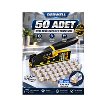 3in1 Rj45 Cat6 Konnektör Seti 50 Adet Paket - Altın Kaplama Network Ezme Jakı - İnternet Ve Ethernet Utp Kablo Başlığı - Yüksek Hızlı Veri İletimi Uyumlu - Profesyonel Ağ Kurulumu Modeli Jak Seti