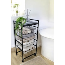 Digithome Metal 4 Katlı Çekmeceli Banyo Düzenleyici Organizer Havluluk 9040 1-1-369 Siyah