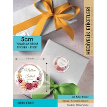 Kırmızı Gül Düğün Etiket Modeli Ürünlerinize Öze 5cm - 40 Adet Opak Sticker Renkli