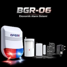 Bgr-06 Ekonomik Alarm Sistemi Siren+pır+manyetik Kontak+2 Adet Kumanda+adaptör