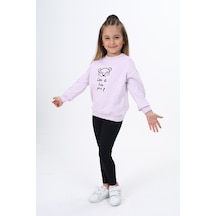 Toontoy Kids Toontoy Kız Çocuk Nakışlı Taytlı Takım Açık Lila