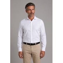 Bisse Beyaz Regular Fit Pamuk Cepsiz Uzun İtalyan Yaka Gömlek Gmkls252189 D01