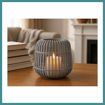 Trendexa 3d Baskı Modern Kafes Tasarımlı Dekoratif Mumluk - Tealight Mumluk, Masaüstü Ev Ve Ofis Dekoru-gri Mac