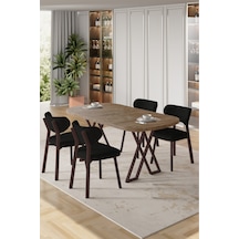 Canisa Axton Serisi Sabit Mdf 90x168 Atlantik Çam Mutfak Masa Takımı 4 Siyah Sandalye Atlantik Çam Masa Siyah Sandalye