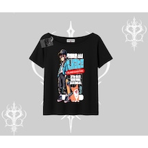 Tarzsokak Kayık Yaka Tshirt Anime Hiker Girl Balance Is Everything Baskılı Siyah