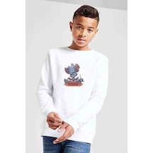 Tshirthane Louie Zooba Battle Royale Baskılı Unisex Çocuk Beyaz Sweatshirt Beyaz