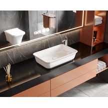 Turkuaz Cerastyle One Plus Tezgahüstü Lavabo 60 38 Cm Beyaz