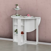 Pasifichome Middle Beyaz Açılır Kapanır Mutfak Masası / Yuvarlak Yemek Masası