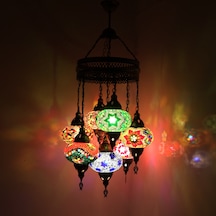 Dekoratif RENKLİ AVİZE DESENLİ EL YAPIMI 7 Lİ BÜYÜK BOY AVİZE