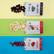 Fruvivo 3'lü Freeze Dry Paket - Böğürtlen + Elma + Ahududu - Dondurularak Kurutulmuş Meyve Cipsi Şeker İlavesiz %100 Doğal Vegan 60 G