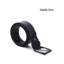 Gönderi(R) Gönderi R Lacivert Antik Hakiki Deri 4,5 Cm Dikişli Kot Kemeri Lacivert