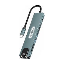 Go Des Gd-9230 Type-c Bağlantılı 8in1 Usb3.0 + Pd + Hdmi 4k Ultra Hd + Rj45 + Sd/tf Hub Adaptör Gri