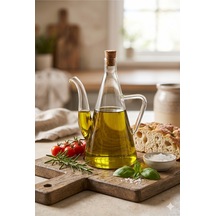 500 Ml Borosilikat Cam Yağlık Sirkelik Mantar Tıpalı Isıya Dayanıklı Damlatmaz Akıllı Cam Yağ Şişesi Şeffaf