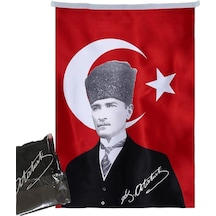Asilmeydan Türk Bayrağı Kalpaklı Atatürk Fotoğraflı Türkiye Bayrağı 70x105 Cm Sku: Smg8690010195500