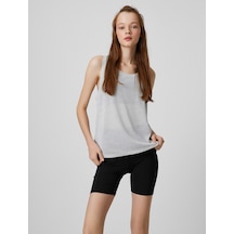 Koton Kolsuz Tişört Simli Halter Yaka Relax Fit Gri 3sak30111nk 3SAK30111NK044