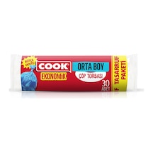 4 Adet Cook Ekonomik Orta Çöp Torbası Mavi 55 Cm X 60 Cm 30 Yaprak