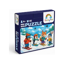 Hayvanlar Kayakta Mini Puzzle 40 Parça 3-7 Yaş Eğitici Çocuk Puzzle Yapboz