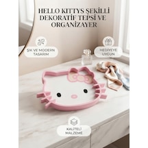 Hello Kitty Şekilli Dekoratif Tepsi Ve Organizer Açık Beyaz
